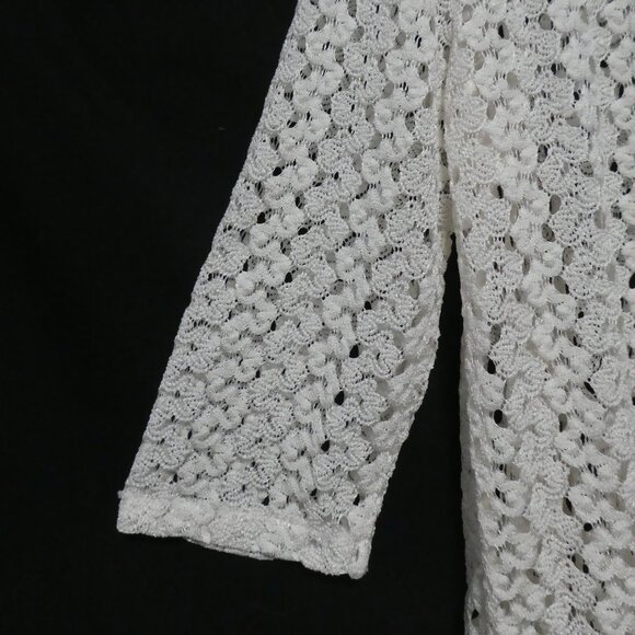 SOUTHERN LADY | medium | Cream Crochet Open Front 3/4 Sleeve Cardigan - Picture 15 of 16